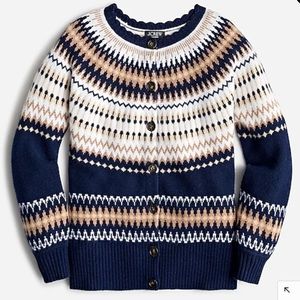 NWT J.Crew 100% Cashmere Fair Isle cardigan sweater
